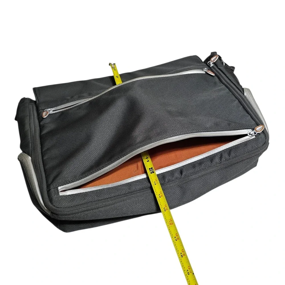 Tumi Ducati Corse Messenger Bag Laptop Crossbody Shoulder Travel Gray Orange